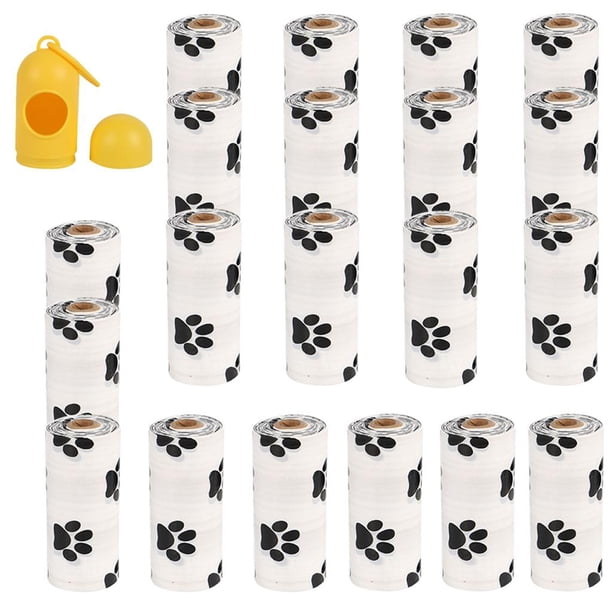 Bolsas biodegradables para excrementos de perro, a prueba de fugas, compostables, para recoger excrementos de mascotas. Dispensador de 8 rollos