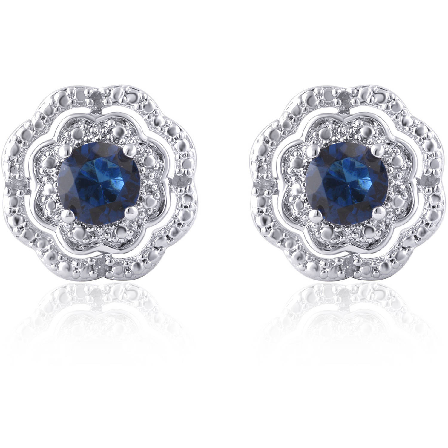 Created Blue Supphire And Diamond Accent