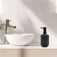 thumbnail image 2 of Unique Bargains 1 Pc Round Bottom Bamboo Grain Soap Dispenser 13.53oz Black, 2 of 6