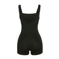 thumbnail image 5 of Caoirhny Women's Sleeveless Romper, Casual Square Neck Solid Color Bodycon Jumpsuit Shorts, 5 of 9