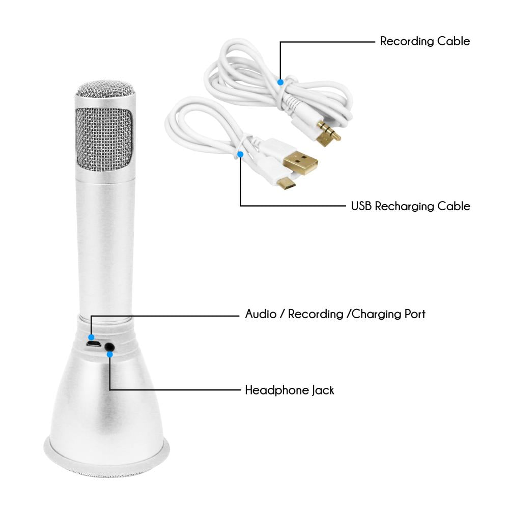 Pyle PKRK68MC - Bluetooth Karaoke Microphone Speaker System with Wireless Megaphone-Style Mic Broadcasting