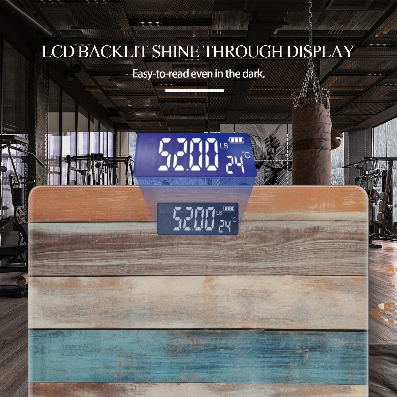 High Precision Body Weight Scale Smart Bathroom Scales with Large LCD Display(400lbs),Decorative for Bedroom-Wooden Wall With Distressed And Weathered