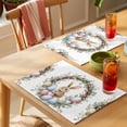 thumbnail image 4 of Bunny Easter Placemats Set of 8 Spring Floral Botanical Wreath Eggs Place Mats Indoor Wipeable Table Mats Washable Cloth Dining Table Placemats for Kitchen Holiday Party Home Decor 13x19 Inch, 4 of 9