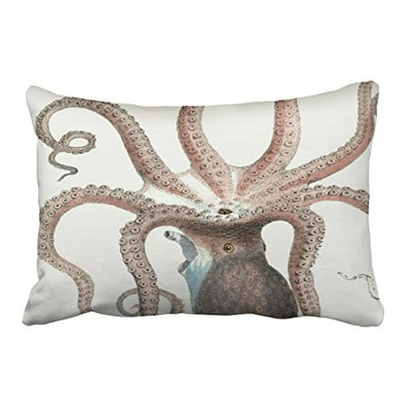 Octopus Throw Pillow WinHome Rectangl Throw Pillow Covers Steampunk Nautical Octopus Squid Design Decor Pillowcases Polyester 20 x 30 Inch With Hidden Zipper Home Sofa Cushion Decorative Pillowcase ()