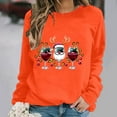 thumbnail image 3 of asdoklhq Festive Long Sleeve Pullover Women's Round Neck Christmas Printed Sweatshirt Long Sleeved Top Sweatshirt Orange M, 3 of 7