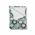 thumbnail image 2 of Modern Soft Flannel Fleece Throw Blanket, Geometric Morrocan Mediterrain Style Dots Ornamental Details Image Print, Cozy Plush for Indoor and Outdoor Use, 60" x 80", Blue and White, by Ambesonne, 2 of 6