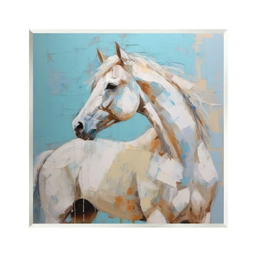 Stupell Industries Modern Horse on Blue Animals & Insects Painting Unframed Art Print Wall Art, 12 x 12