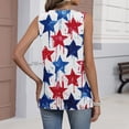 thumbnail image 5 of 4th Of July Outfits for Women Patriotic Star Print V-Neck Sleeveless Tank Top Patriotic Soft Relaxed Fit Summer Travel T-Shirts,L,#01 White, 5 of 5