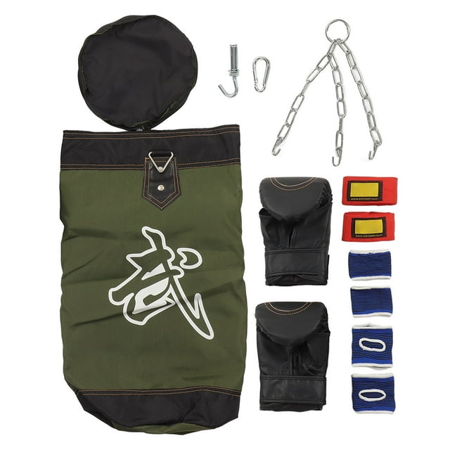 Bolsa de boxeo colgante, guantes de boxeo, vendajes para muñecas, bolsa de boxeo para adultos, traje deportivo de descompresión