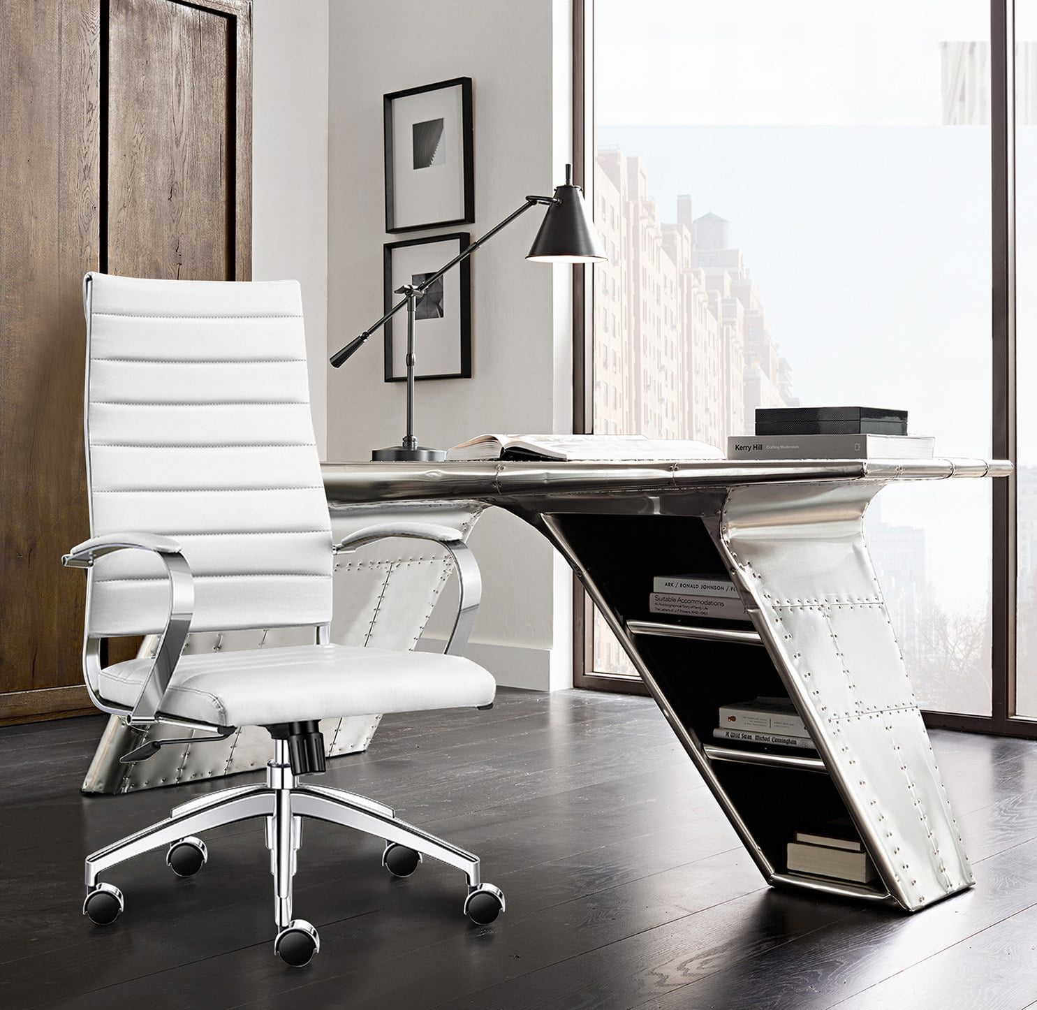 LUXMOD High Back Office Chair with Armrest, Terracotta Adjustable
