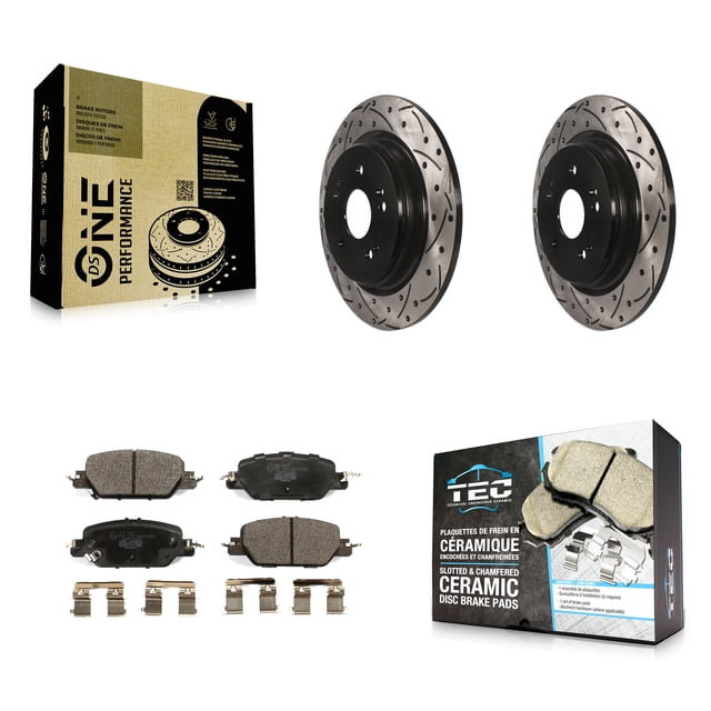 Transit Auto Rear Coated Drilled Slotted Disc Brake Rotors and Ceramic Pads Kit for Car 2017-2024 Honda CR-V KDT-100709