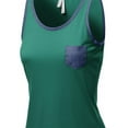 thumbnail image 4 of FashionOutfit Women's Pocket Binding Color Contrast Round Neck Tank Tops, 4 of 4