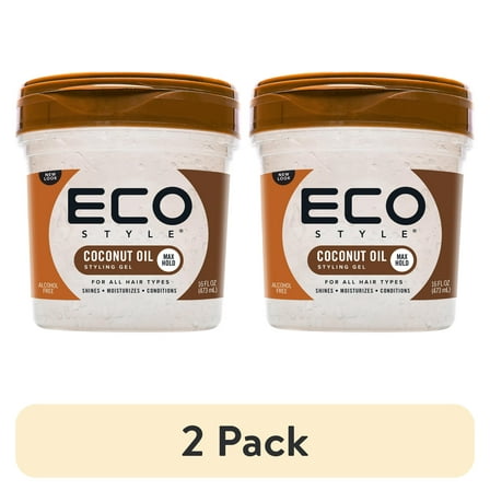 (2 pack) Eco Style Coconut Oil Hair Styling Gel, 16 oz, Moisturizing, Unisex