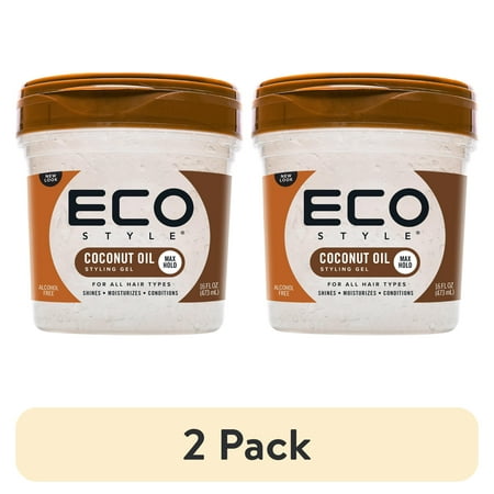 (2 pack) Eco Style Coconut Oil Hair Styling Gel, 16 oz, Moisturizing, Unisex