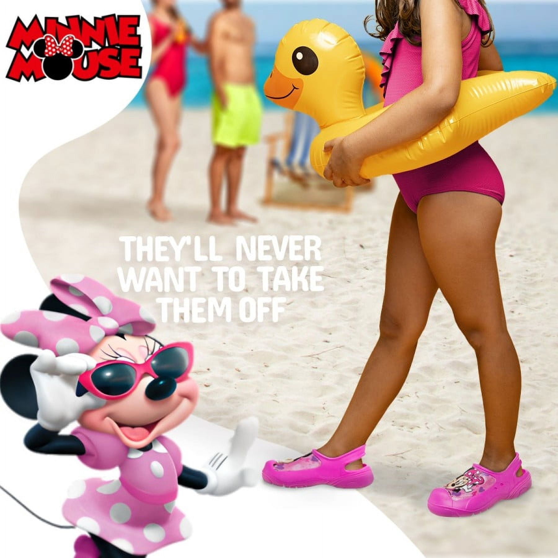 Disney Minie Mouse Girls Clogs Closed Toe with Back Strap Sandals , Pink, 9-10