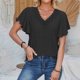 thumbnail image 4 of Fiudx Ofertas y Liquidaciones Camiseta Holgada Informal con Cuello En V y Manga de Retales de Color Sólido para Mujer, 4 of 7