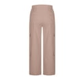 thumbnail image 4 of High Waisted Cargo Pants for Women Stretch Cotton Twill Sweatpants Multi-Pockets Wide Leg Parachute Trousers (XL, Pink), 4 of 7