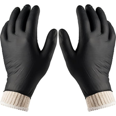 BBQ Gloves 4 Cotton Glove Liners and 100 Disposable Washable Powder Latex Free Nitrile