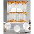 thumbnail image 2 of Fall Pumpkin Swag Curtains for Living Room/Bedroom Windows, Thanksgiving Maple Leaf Wood Grain Farmhouse Kitchen Curtains and Valances Set 36 Inch Length, Light Filtering Swags Valance Curtain Panels, 2 of 5