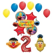 Angle View: Bert and Ernie 2nd Birthday Party Supplies and Balloon Bouquet Decorations