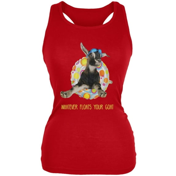 Whatever Floats your Goat Boat Red Juniors Soft Tank Top - Large