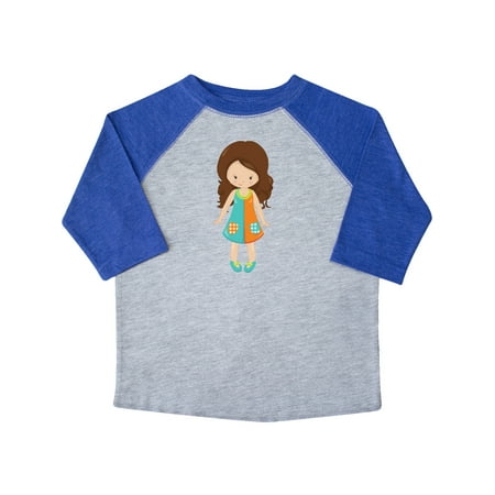 

Inktastic Fashion Girl Brown Hair Colorful Dress Blue Shoes Gift Toddler Toddler Girl T-Shirt