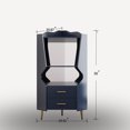 thumbnail image 2 of 50" Tall Wooden Corner Bar Cabinet with 2 Open Storage Shelves, Mirrored Back Sideboard Cabinet with 2 Drawers, Display Cabinet with 6.7" Hight Feet for Livingroom Kitchen, Blue, 2 of 7