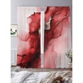 thumbnail image 3 of Red Marble Semi Sheer Window Curtains 84 Inches Long, Modern Ombre Abstract Ink Painting Art Rod Pocket Voile Silky Chiffon Curtain Light Filtering Drapes for Living Room, Kitchen, 52"x84", 2 Panels, 3 of 9