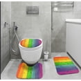 thumbnail image 2 of Bathroom Rug Set of 3, 3 Pieces Bath Mats Set, Rainbow Wood Plank Texture No Silp Washable Cover Floor Rug Decorations for Kitchen Bathroom Bedroom, 2 of 6