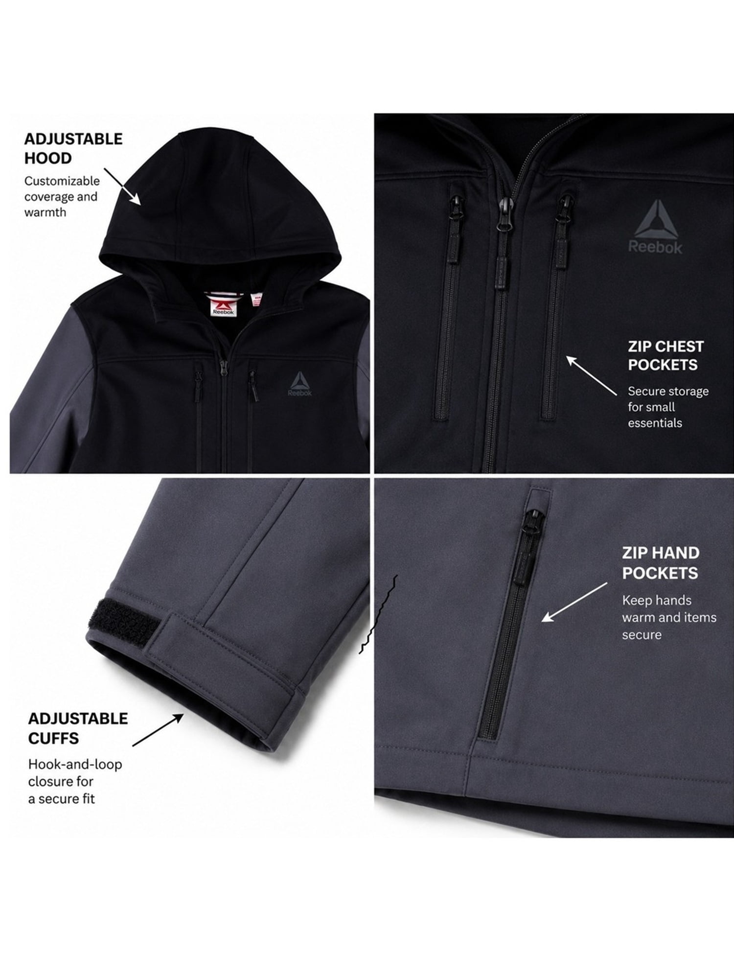 Reebook Men's and Big Men's Softshell Coat, Sizes S-3XL
