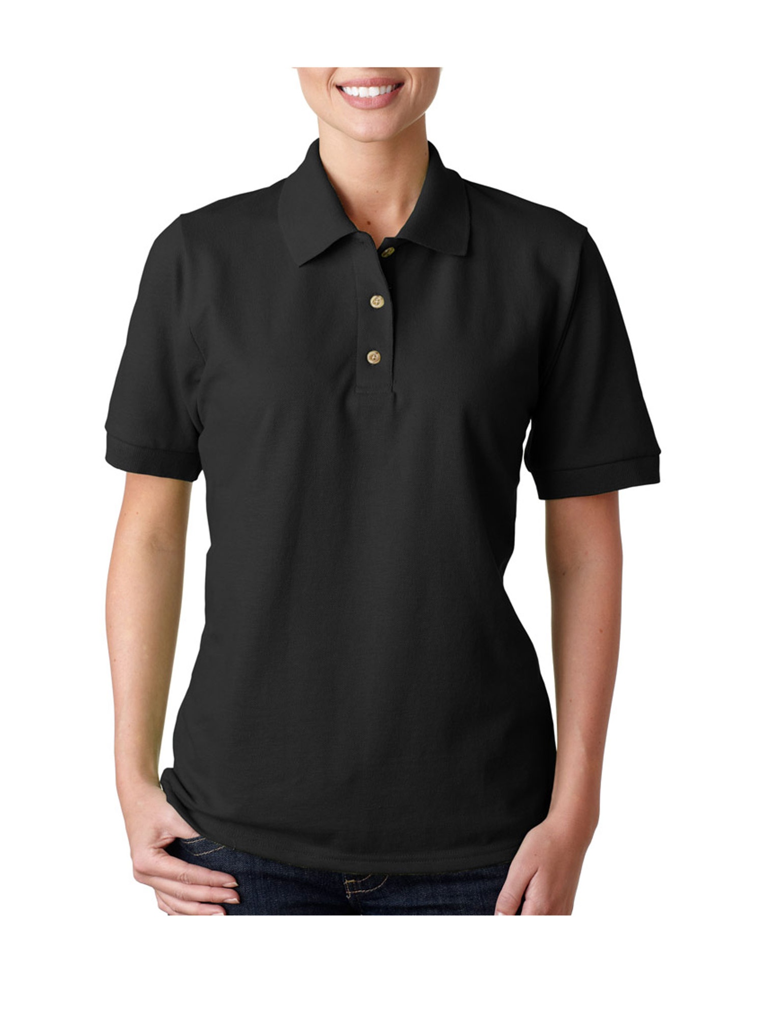 women's 3 button polo shirts