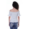 thumbnail image 4 of Moomaya Womens Off Shoulder Smocked Top Solid Short Sleeve Casual Summer Tops, 4 of 7