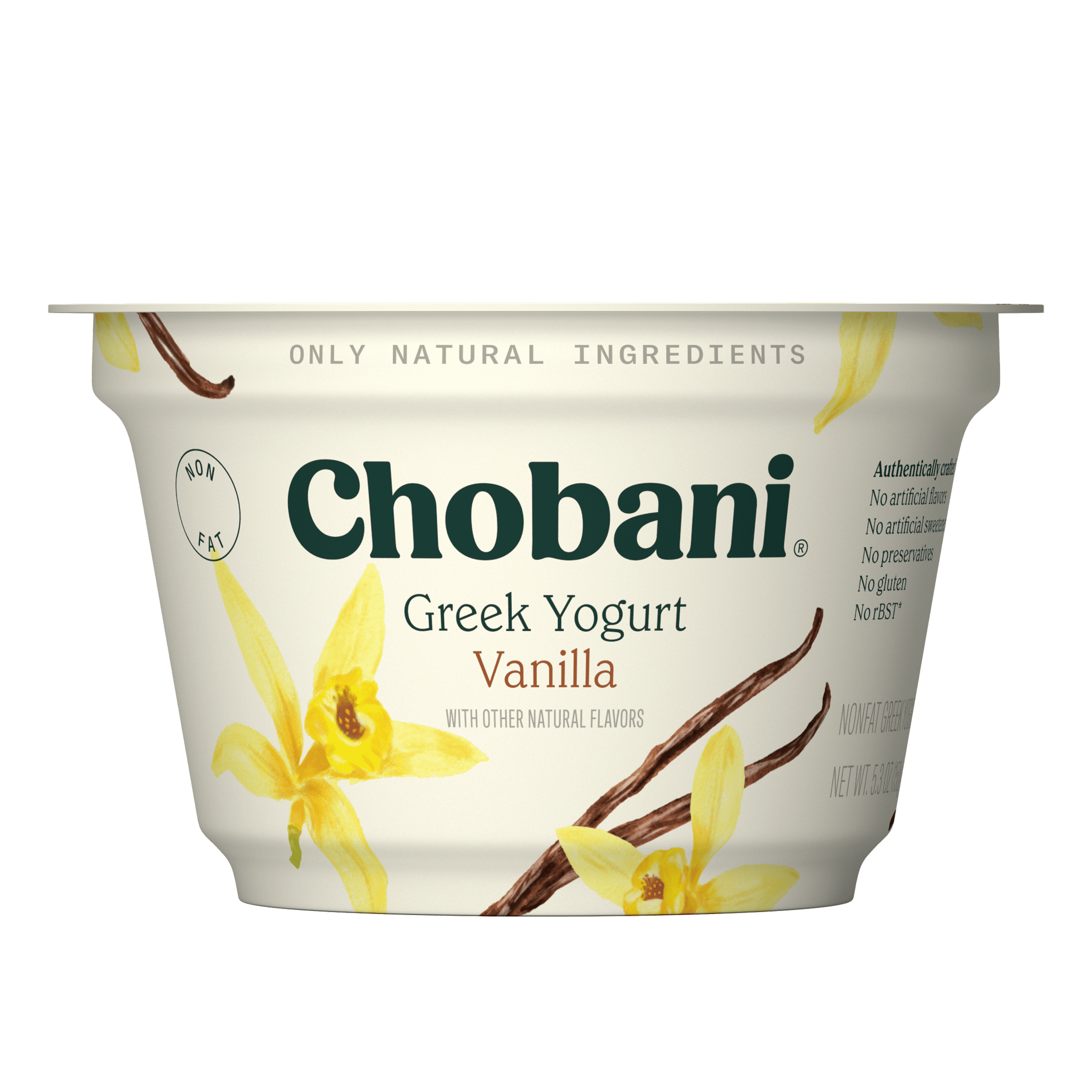 Chobani Non-Fat Greek Yogurt, Vanilla 5.3 oz Cup