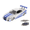 Diecast Car & Trailer Package - Fast & Furious Brian's Nissan Skyline GT-R, Candy Silver - Jada Toys 97216 - 1/24 Scale Diecast Model Toy Car w/Trailer