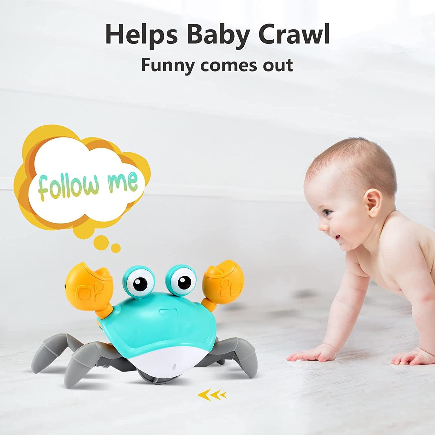 Aitbay Crawling Crab Baby Toy - Rechargeable Tummy Time Baby Walking Toys  with M 7445005431474