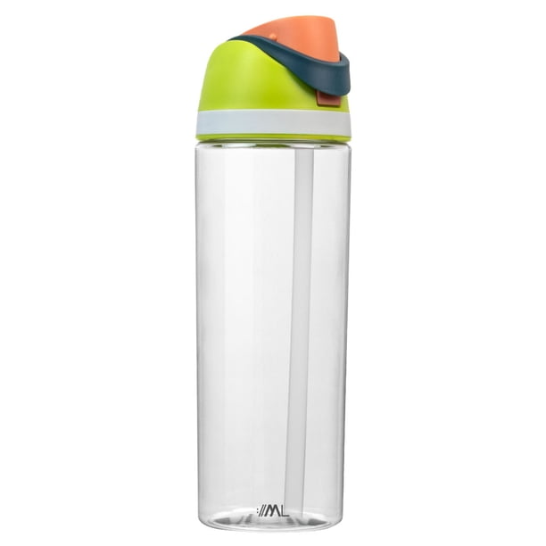 MAGMALIFE Termo Boost Clear 710 ml, Botella Transparente con Popote y Tapa Dual, Antiderrames, Tritan Resistente, Apertura Rápida, Asa Integrada, Libre de BPA (Verde)