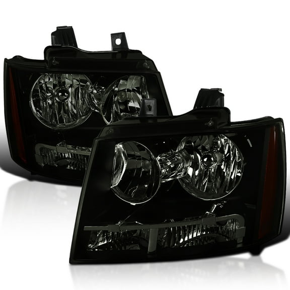 Spec-D Tuning Black Smoke Headlights Compatible with 2007-2013 Chevy Avalanche, Left   Right Pair Headlamp Assembly