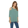thumbnail image 2 of LIOFOER Women's Casual Cold Shoulder Tunic Tops Loose Blouse 3/4 Sleeve Shirts, 2 of 5