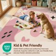 thumbnail image 4 of Design&I 8'x10' Washable Area Rug Sleek Flatweave Pet Friendly Pink Cream Whimsical Floral and Abstract Shapes Elegant Blend of Playful Botanicals for King Size Bedroom, Under Bed, 4 of 7