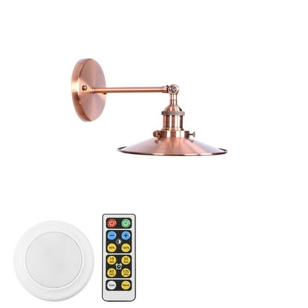 

FSLiving Battery Remote LED Dimming 100 Lumens Adjusted Angle Timer Wall Lamp No Wire Rose Bronze Metal Wall Lighting Industrial Design for Corner Bedsides Entrance No Battery - 1 Lamp