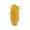 thumbnail image 4 of BLISSFUL STEP Women's Ankle Boots Faux Suede Chunky Heel Platform Lace - up Round Toe Dress Boots Yellow 6, 4 of 7