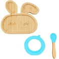 thumbnail image 4 of Baby Toddler Bunny Suction Plate, Stay Put Feeding Plate, Natural Bamboo (Blue) Hand-wash Only, 4 of 7