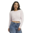 thumbnail image 2 of Mills by Millie Bobby Brown Women's Long Sleeve Crop Cable Sweater, Sizes XXS-XXL, 2 of 12