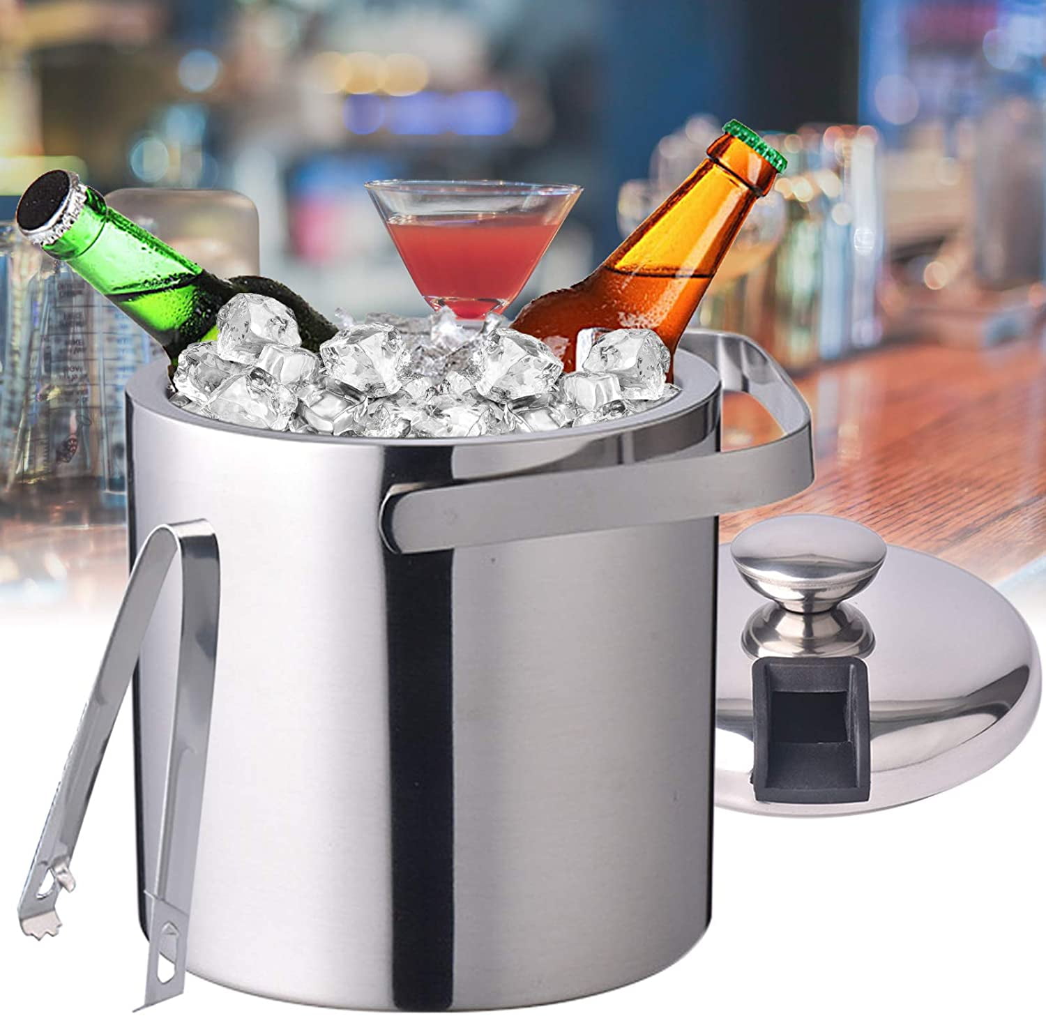Mini Drinks Bucket Portable Stainless Steel Wine Ice Buckets for Cocktail Bar Ice Buckets for Bars 