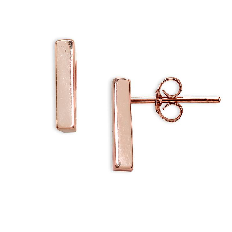 ROSE GOLD PLATED OVER STERLING SILVER BAR STUD EARRINGS