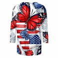 thumbnail image 5 of Xdegoge USA Vintage American Flag Stars Stripes Color Block T Shirt for Women Three Quarter Sleeve Crewneck Casual 4th of July Patriotic Summer Holiday Tees Tops, 5 of 5