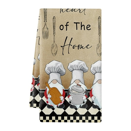 

Hand Towel Strong Water Absorption Soft Kitchen Cleaning Thick Cute Gnomes Print Microfiber Cleaning Towel for Hotel