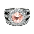 thumbnail image 4 of Morganite Wedding Ring Set 14K White Gold Halo Rings for Women 3.95 Carat, 4 of 5