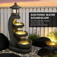 thumbnail image 6 of Outdoor Waterfall Fountain with LED Lights Stacked Rock Garden Fountain Multi-Tier Cascading Resin Water Feature for Patio Yard Porch Decor, 6 of 9