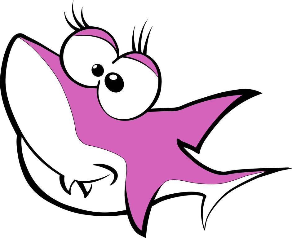 Animated Purple Baby Shark Cartoon Character Wall Art Sticker Vinyl